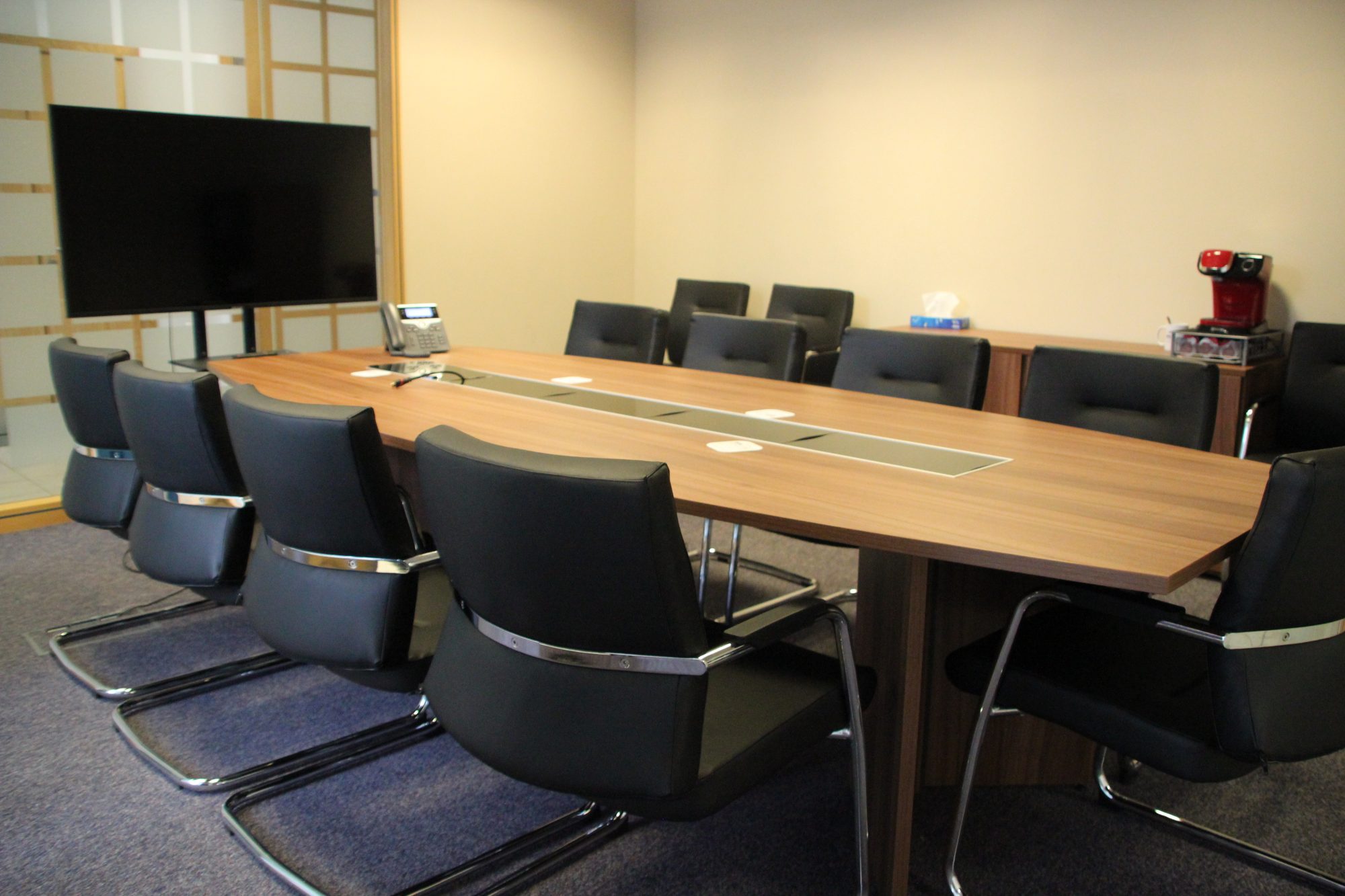 Sven Christiansen Ambus boardroom table with Mobili Vista Chairs