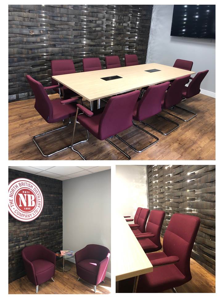 Office refurbishment, reception and meeting room with feature wall